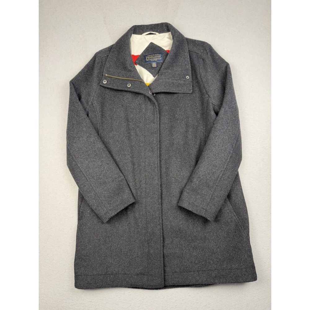 Pendleton Women's Wool Coat, Cascade Campbell Dark Grey Medium Jacket - Picture 2 of 9
